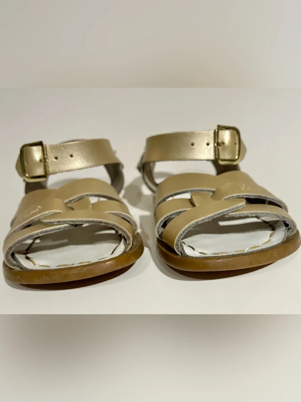 Sun San/Saltwater Swimmer Gold Leather Waterproof Sandals Toddler Size 5